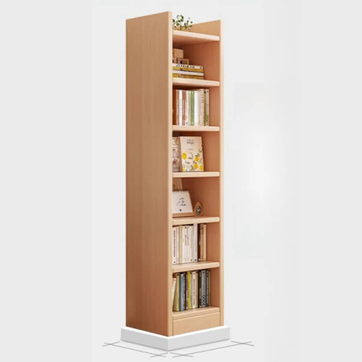 Vertical Simple 6-Shelf Wood Narrow Bookcase Brown Image - 15