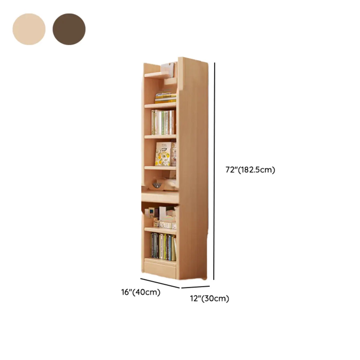 Vertical Simple 6-Shelf Wood Narrow Bookcase Brown Image - 18