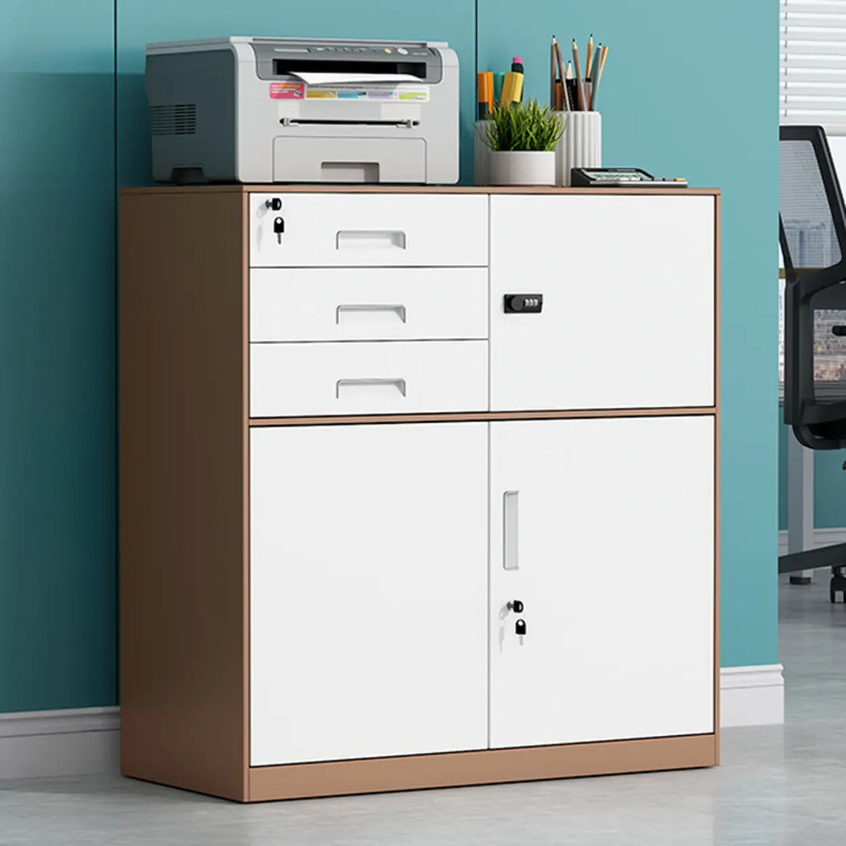 Vertical Steel Filing Cabinet with Lockable Drawers Image - 13