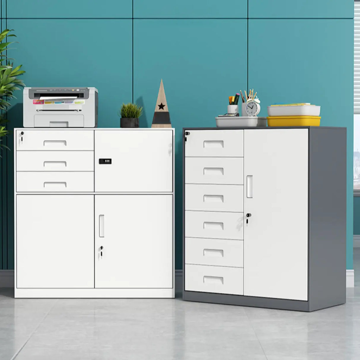 Vertical Steel Filing Cabinet with Lockable Drawers Image - 14
