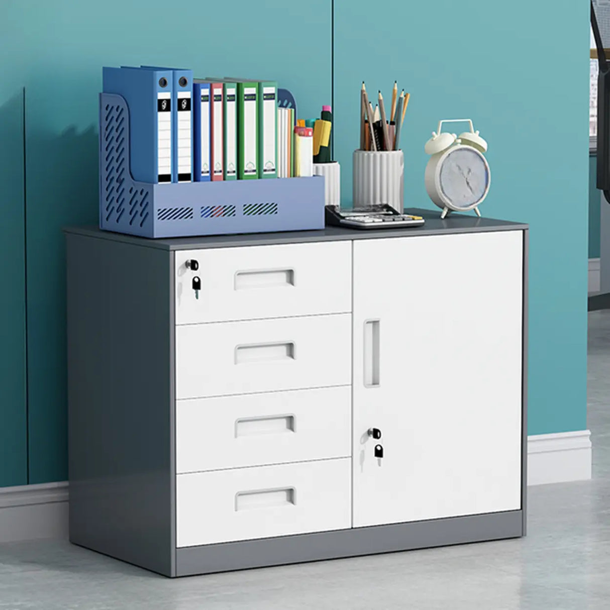 Vertical Steel Filing Cabinet with Lockable Drawers Image - 21