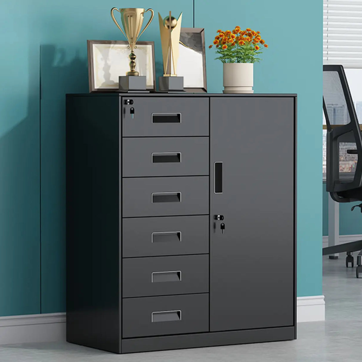 Vertical Steel Filing Cabinet with Lockable Drawers Image - 24