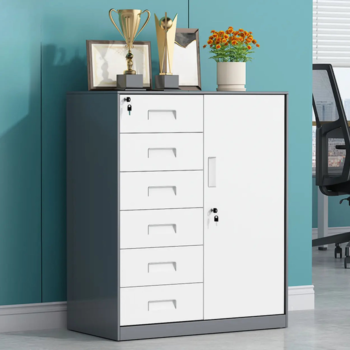 Vertical Steel Filing Cabinet with Lockable Drawers Image - 26
