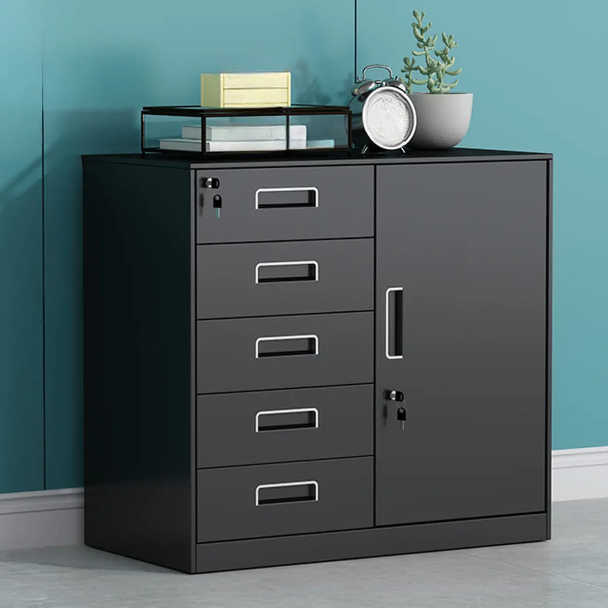 Vertical Steel Filing Cabinet with Lockable Drawers Image - 2