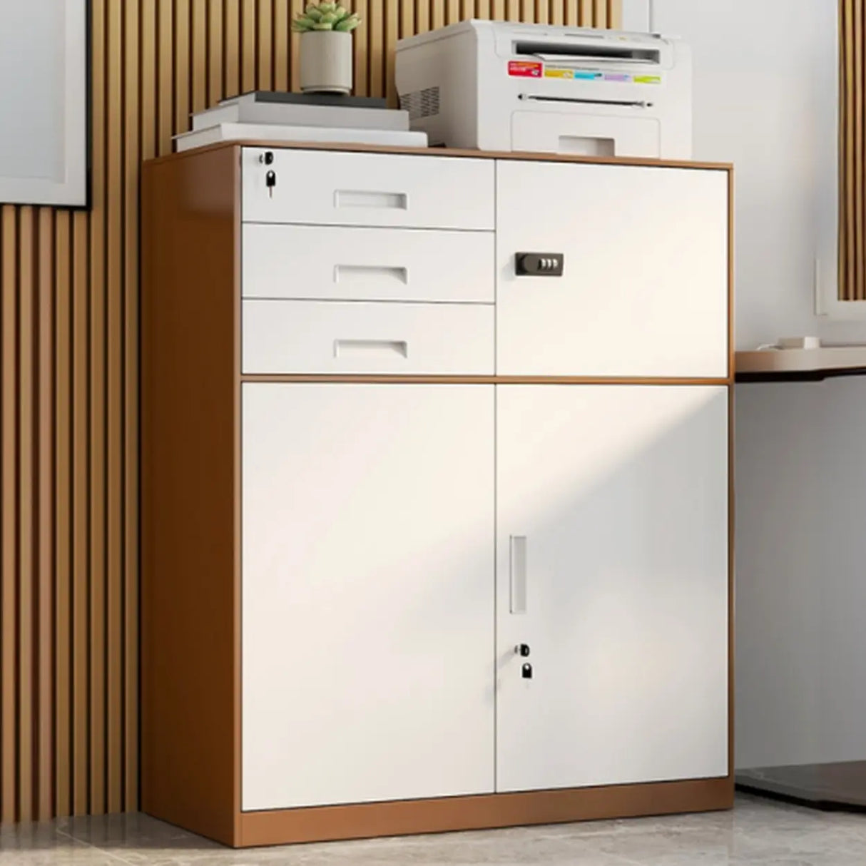 Vertical Steel Filing Cabinet with Lockable Drawers Image - 5