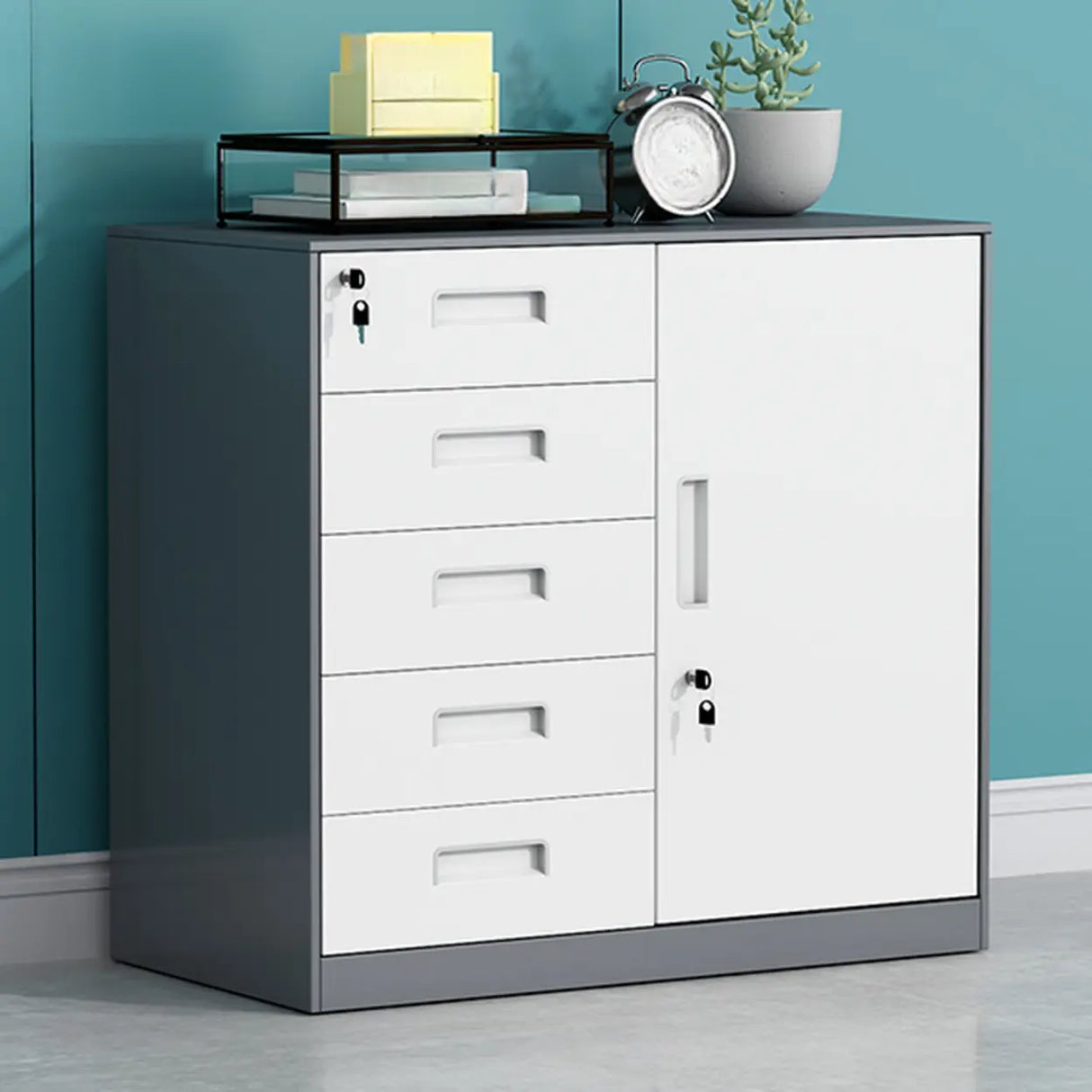Vertical Steel Filing Cabinet with Lockable Drawers Image - 7