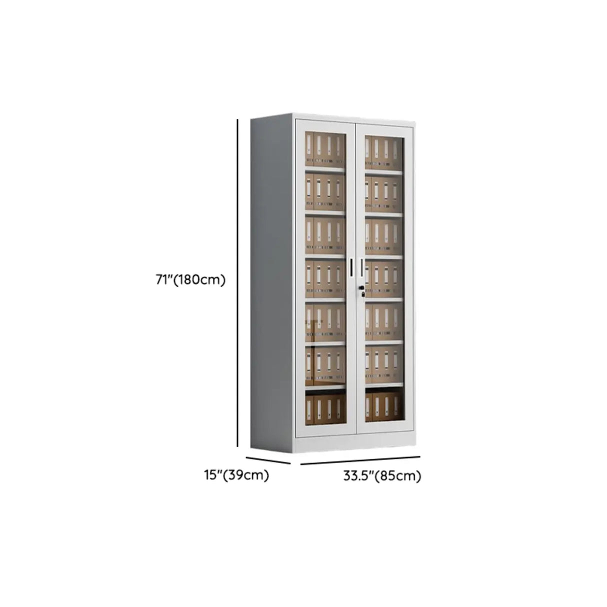 Vertical Steel Glass Door Grey Filing Cabinet Storage Image - 16