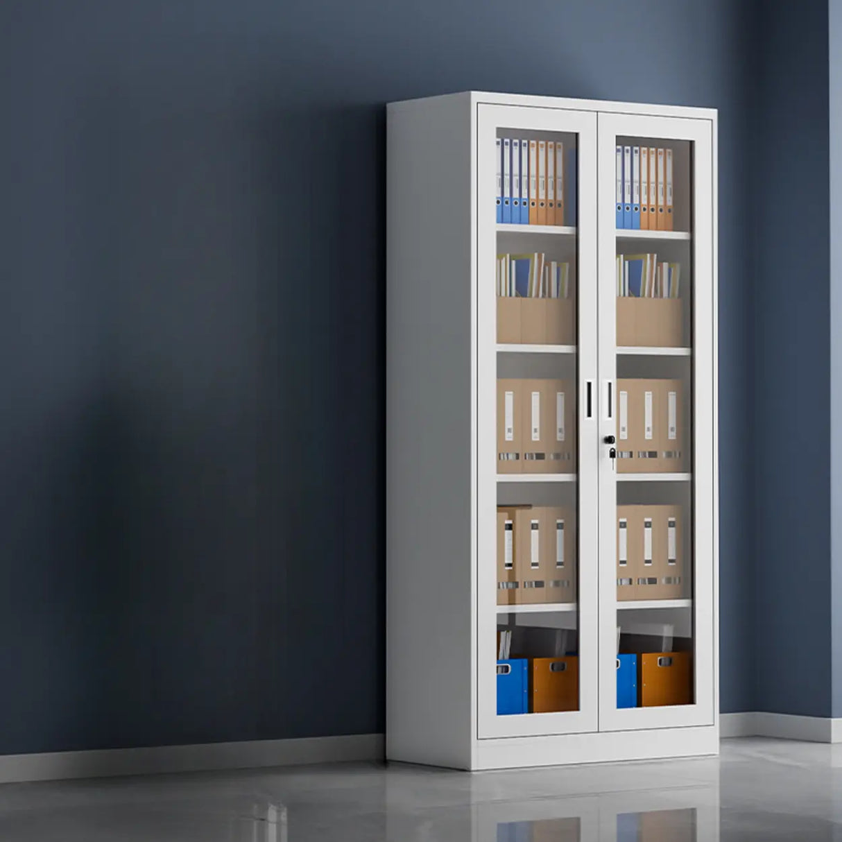 Vertical Steel Glass Door Grey Filing Cabinet Storage Image - 3