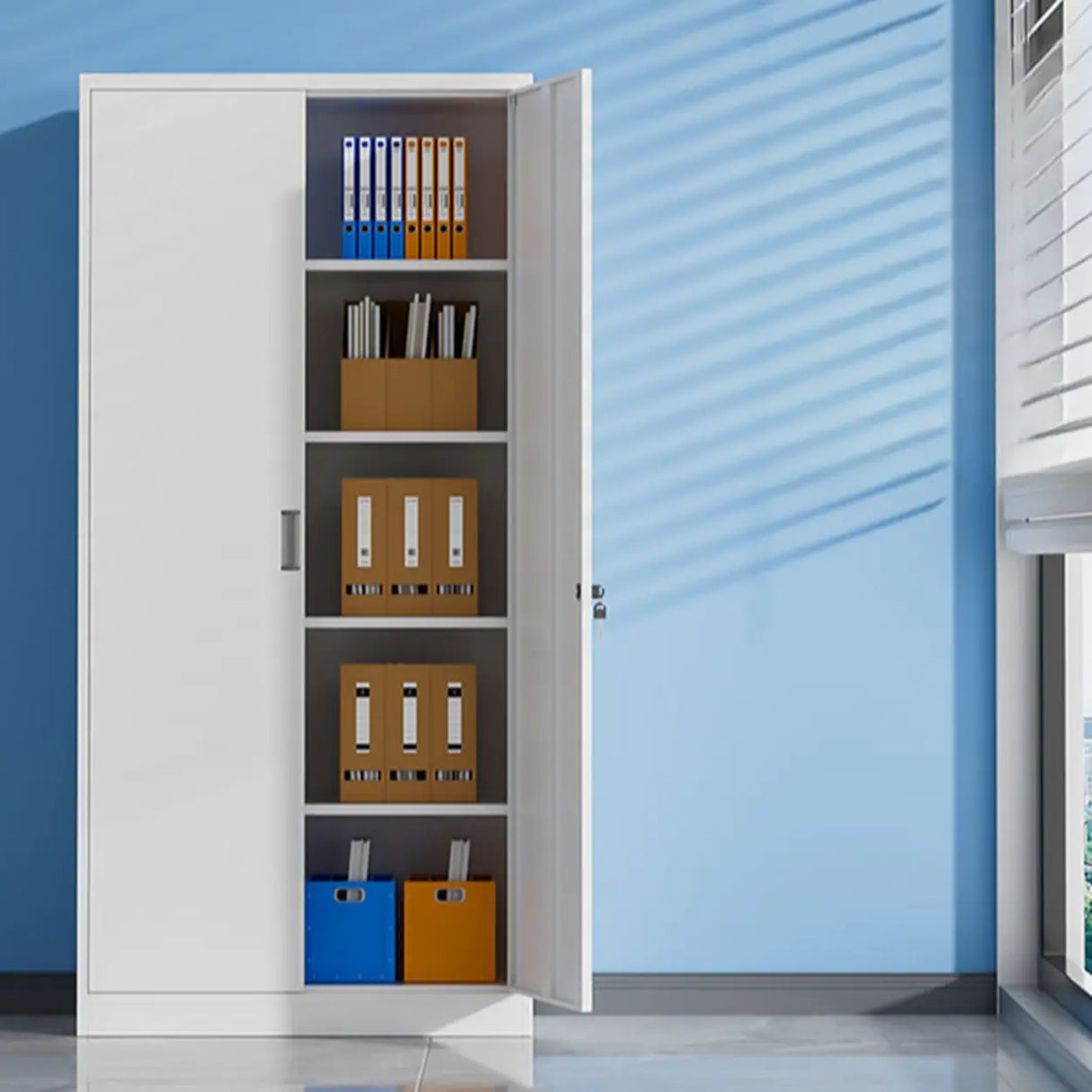 Vertical Steel Glass Door Grey Filing Cabinet Storage Image - 4