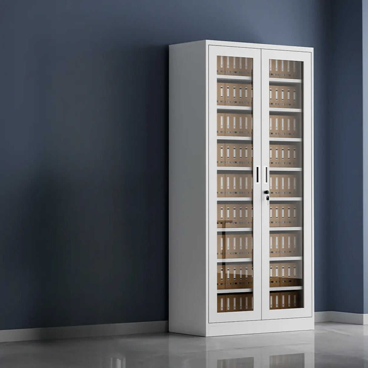 Vertical Steel Glass Door Grey Filing Cabinet Storage Image - 11