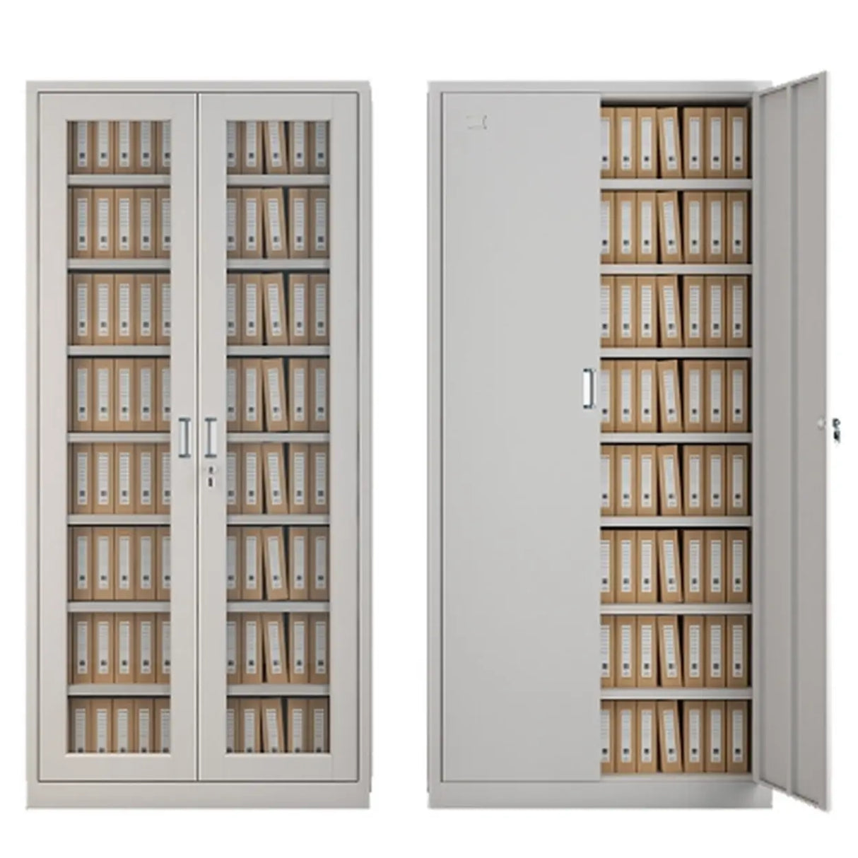 Vertical Steel Glass Door Grey Filing Cabinet Storage Image - 6