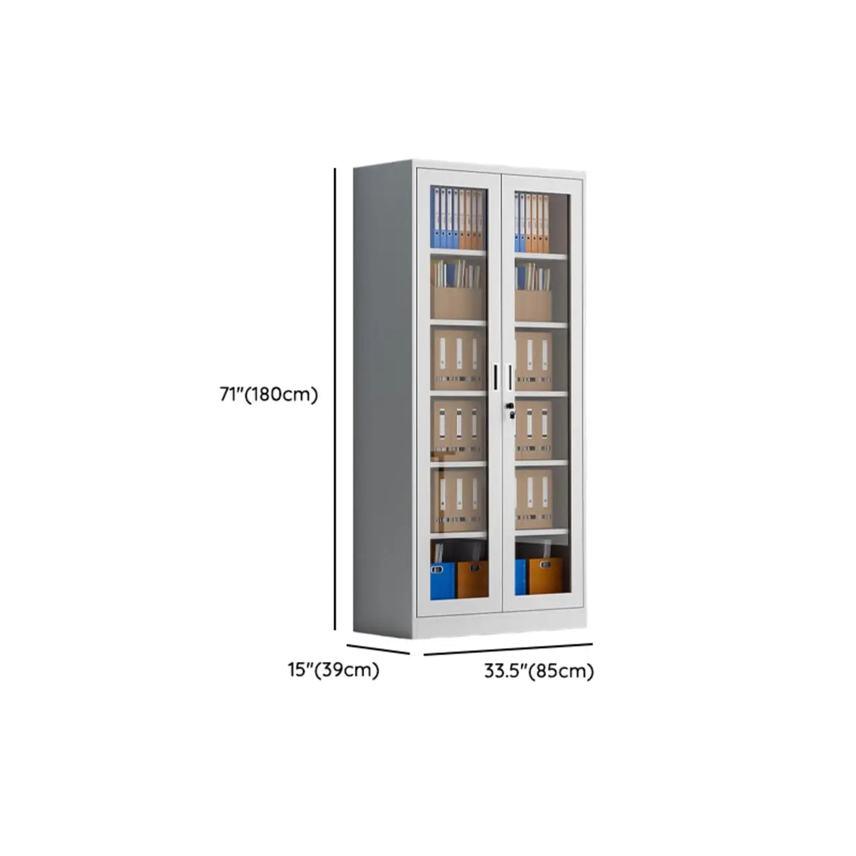 Vertical Steel Glass Door Grey Filing Cabinet Storage Image - 15