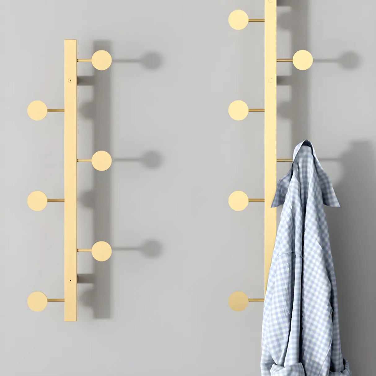 Vertical Steel Gold Wall-Mounted Coat Rack with Hooks Image - 18