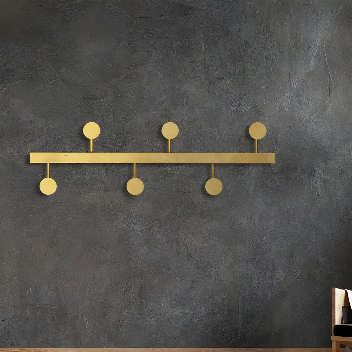 Vertical Steel Gold Wall-Mounted Coat Rack with Hooks Image - 2