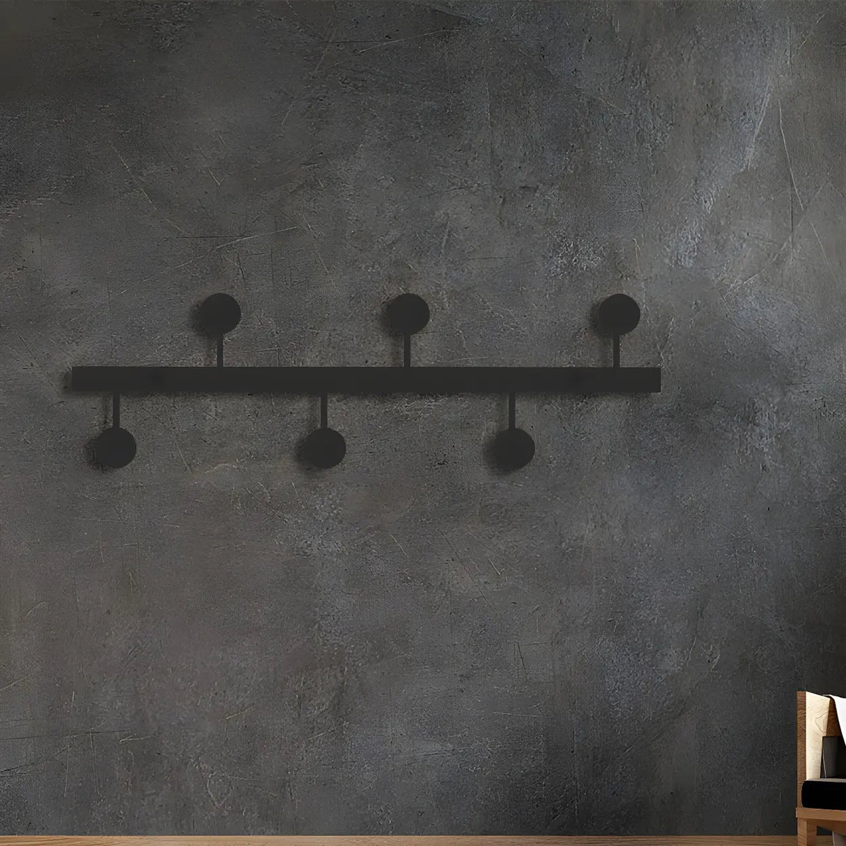 Vertical Steel Gold Wall-Mounted Coat Rack with Hooks Image - 3