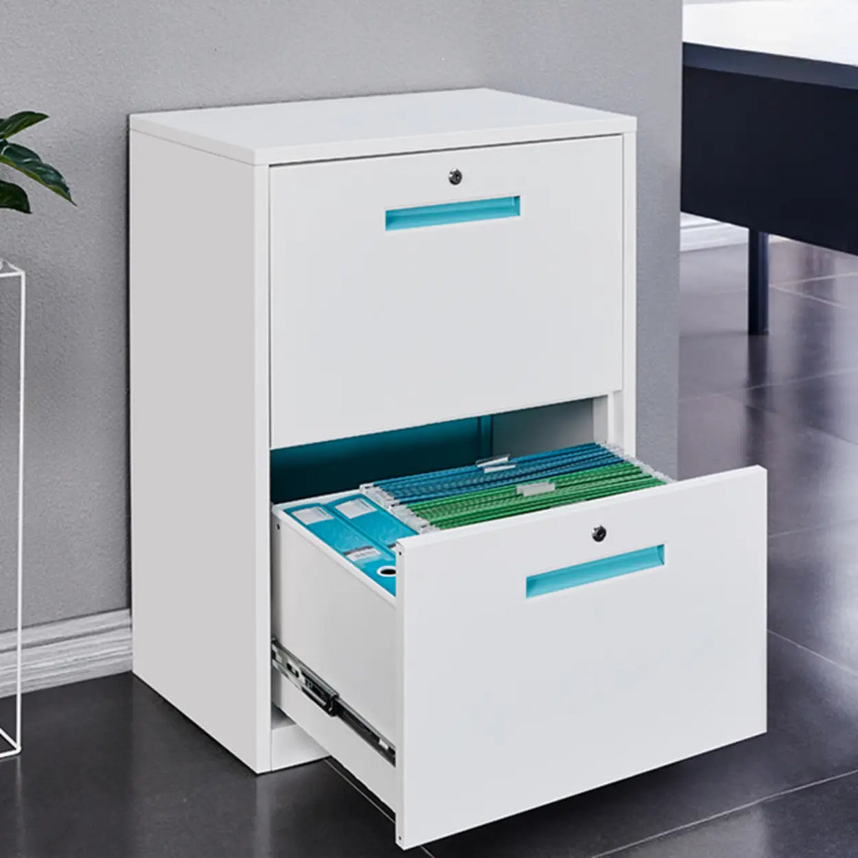 Vertical Steel White Filing Cabinet with Storage Drawers Image - 2
