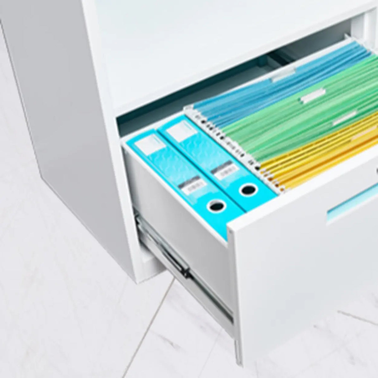 Vertical Steel White Filing Cabinet with Storage Drawers Image - 9