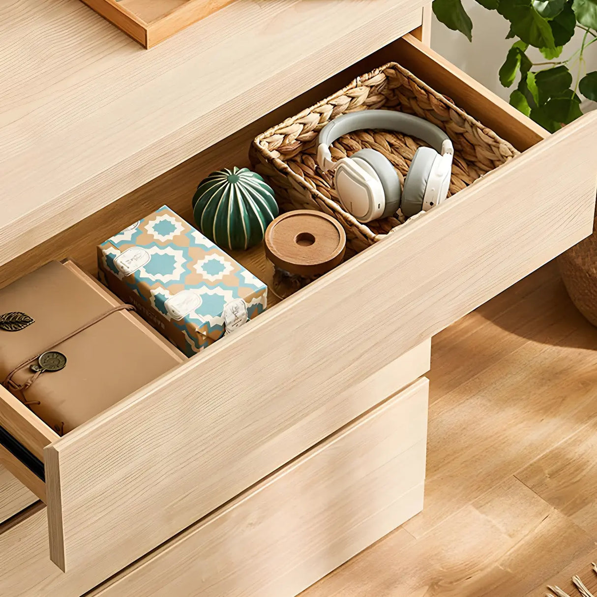 Vertical White Manufactured Wood Dresser for Bedroom Image - 10