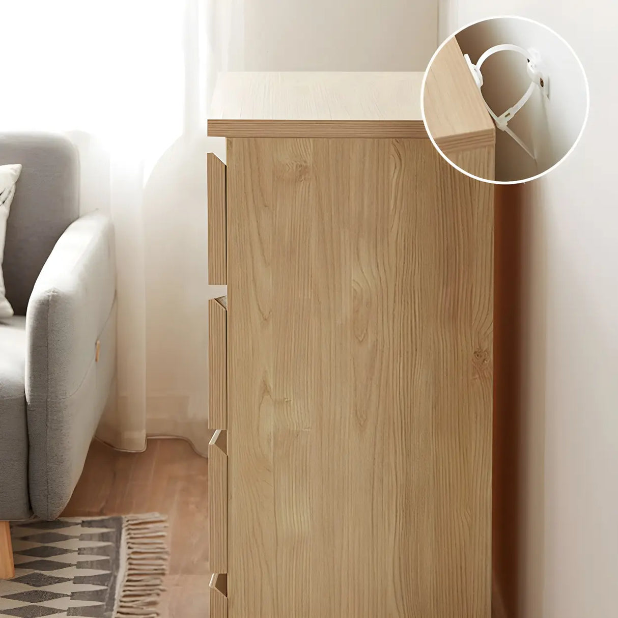 Vertical White Manufactured Wood Dresser for Bedroom Image - 11