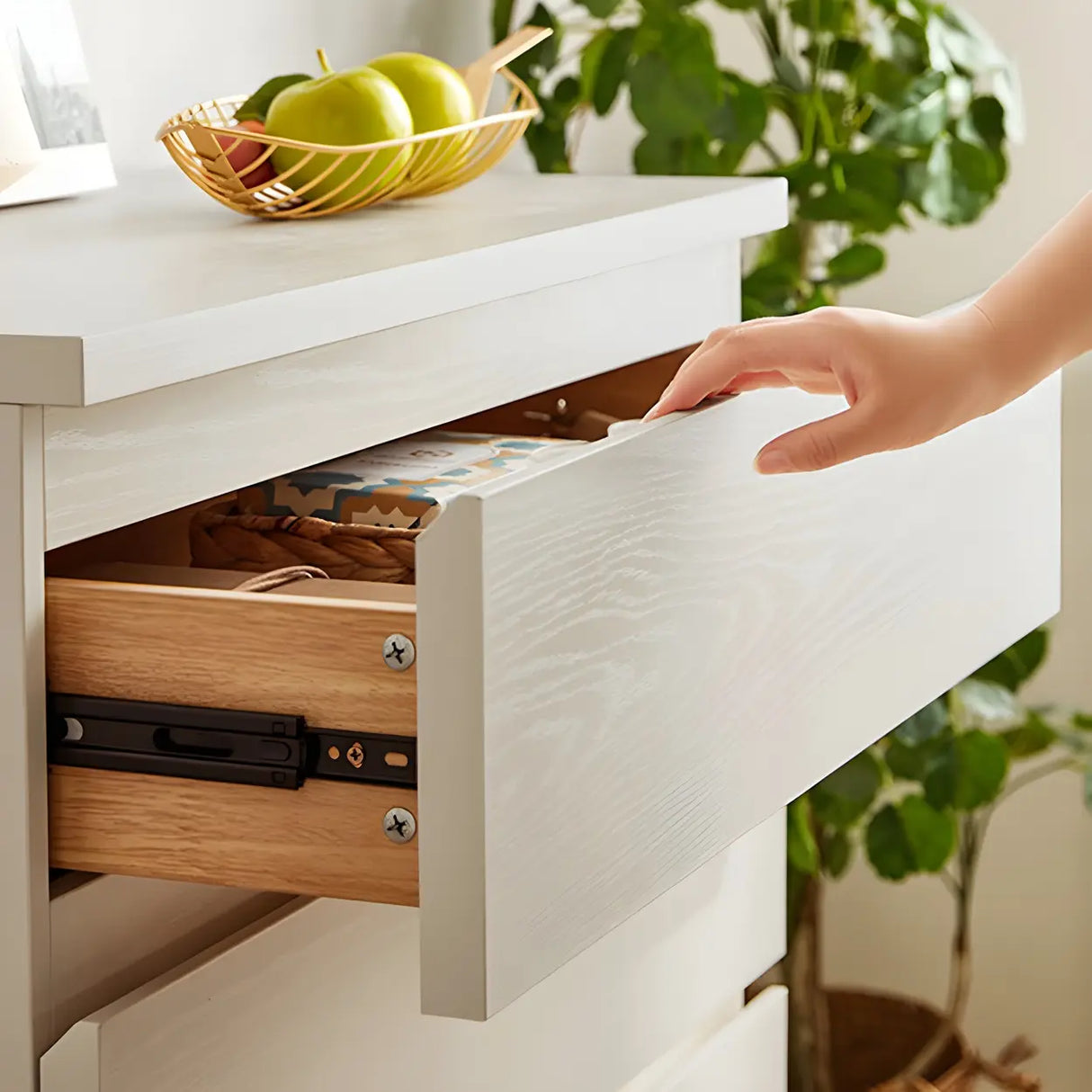 Vertical White Manufactured Wood Dresser for Bedroom Image - 12