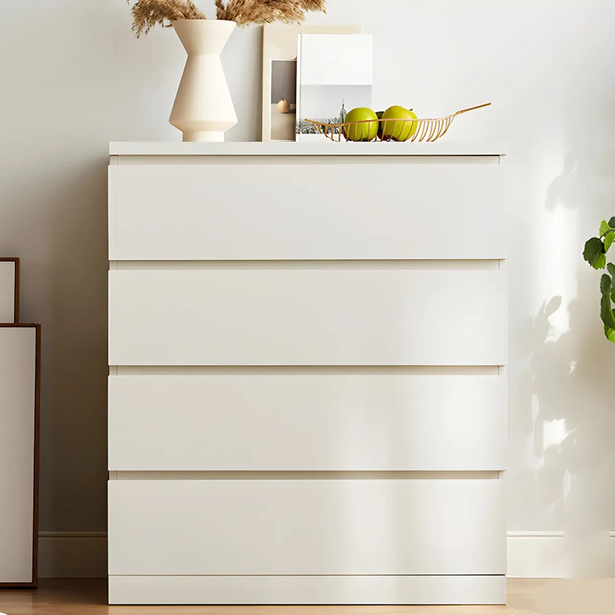 Vertical White Manufactured Wood Dresser for Bedroom Image - 1