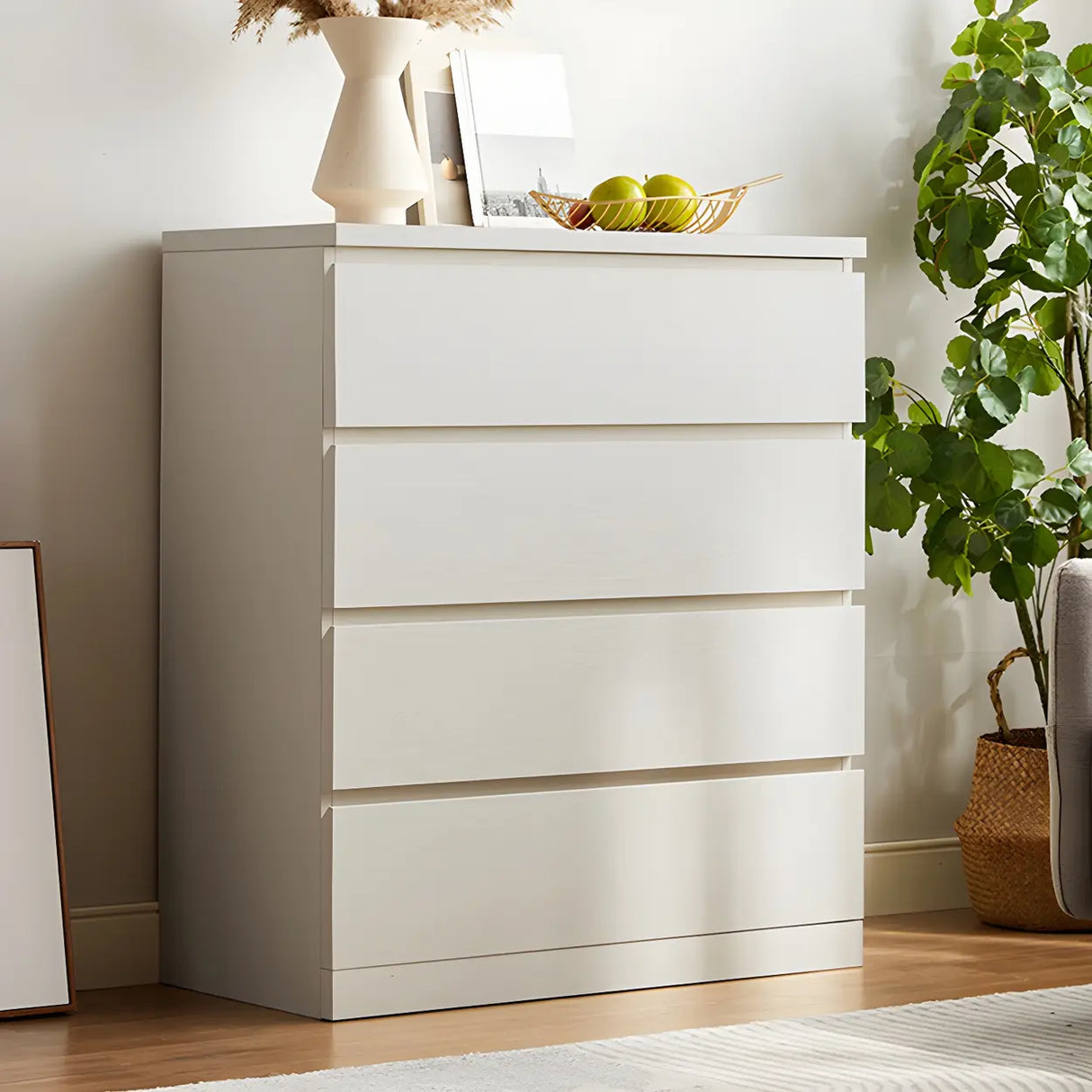 Vertical White Manufactured Wood Dresser for Bedroom Image - 8