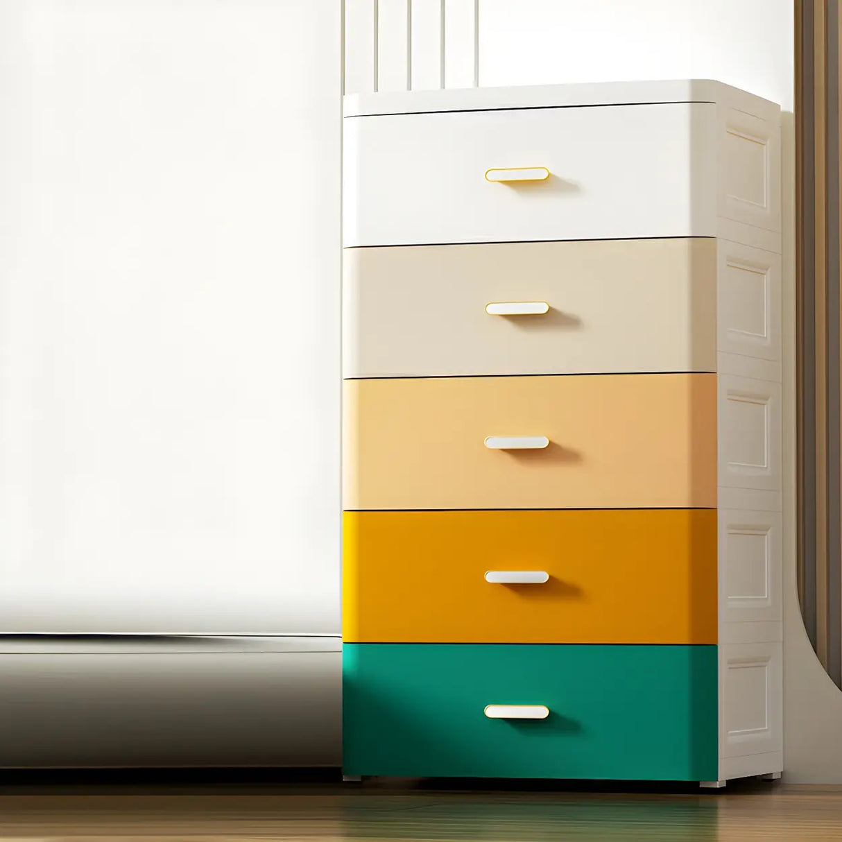 Vertical White Plastic Dresser with Storage Drawers Image - 11