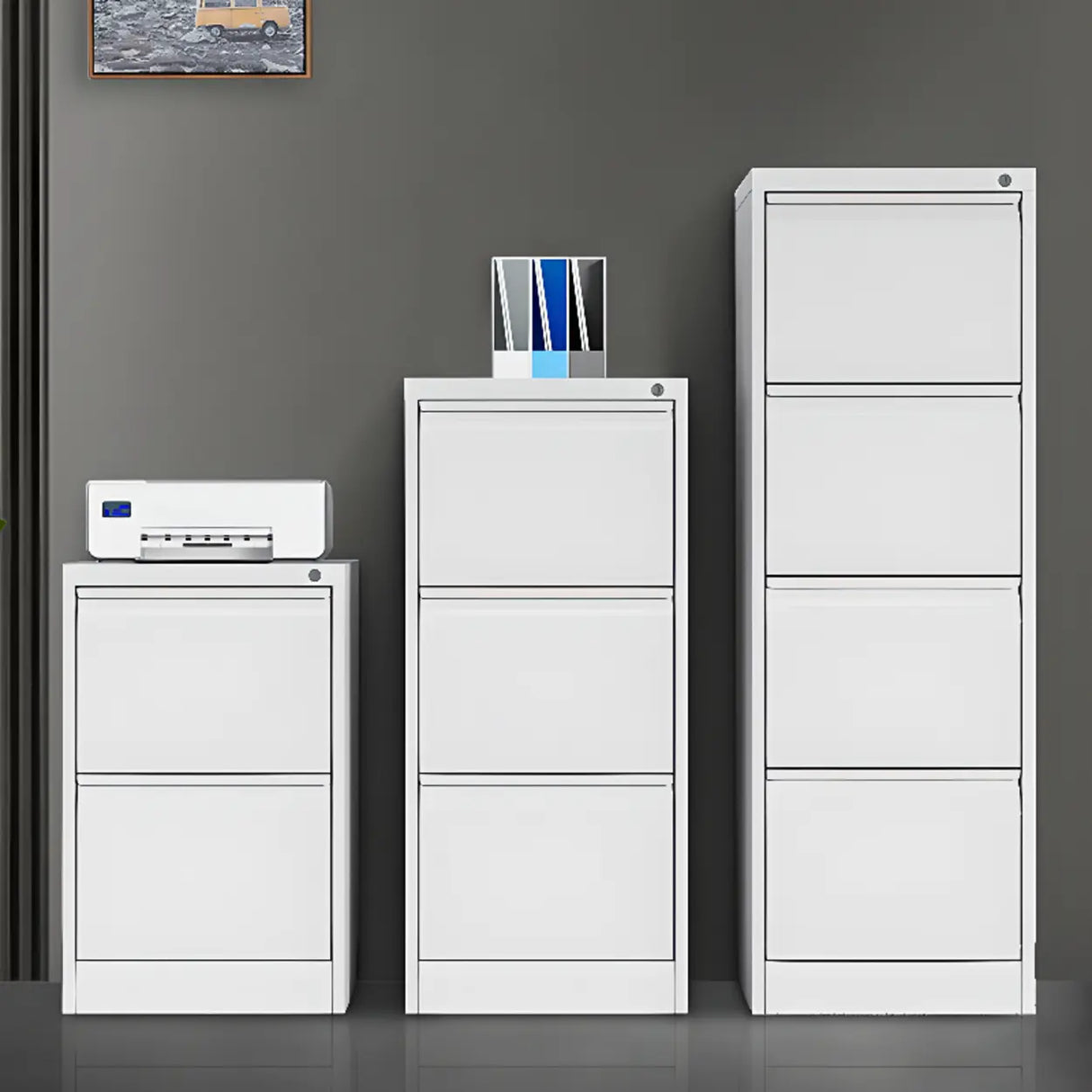 Vertical White Soft Close Storage Steel Filing Cabinet Image - 1