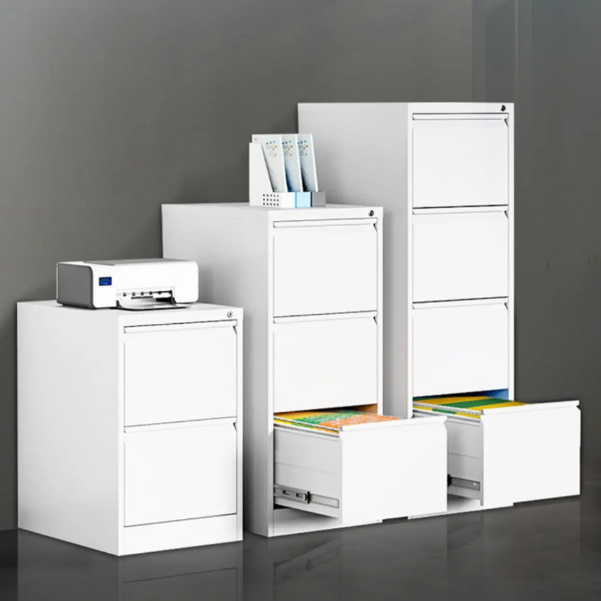 Vertical White Soft Close Storage Steel Filing Cabinet Image - 3
