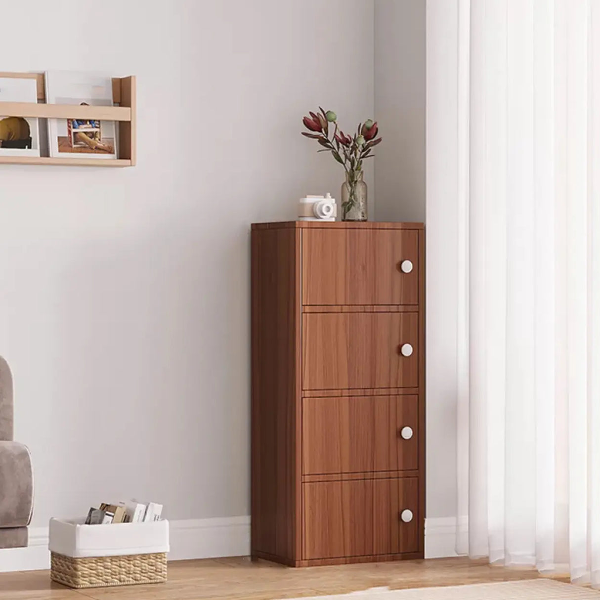 Vertical White Wood Drawers Combo Dresser for Bedroom Image - 16