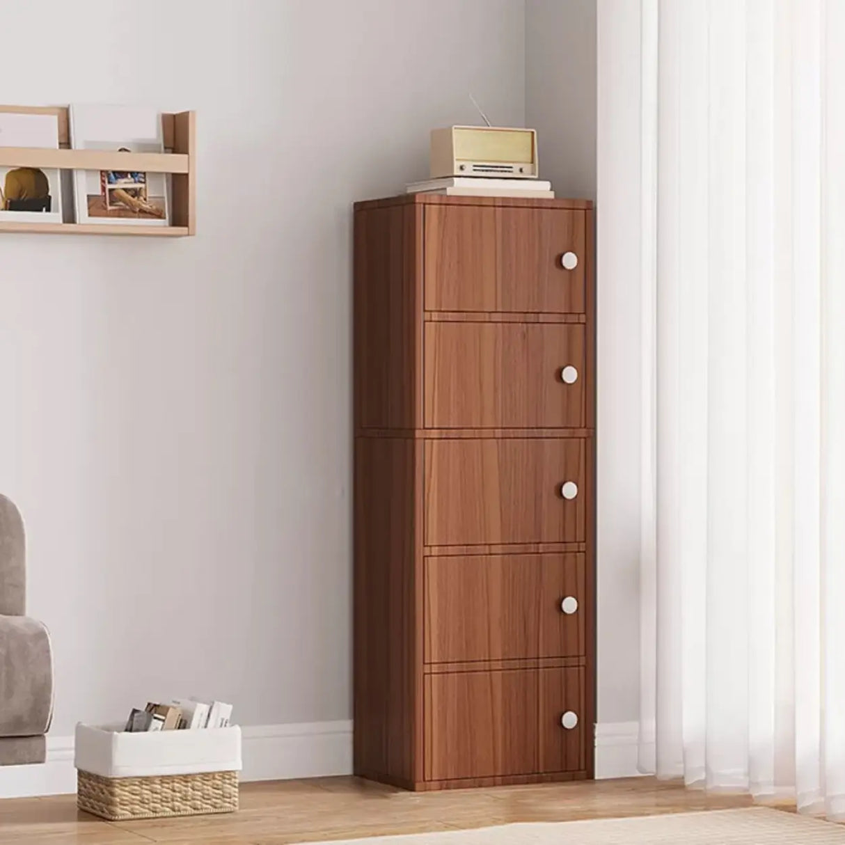 Vertical White Wood Drawers Combo Dresser for Bedroom Image - 20