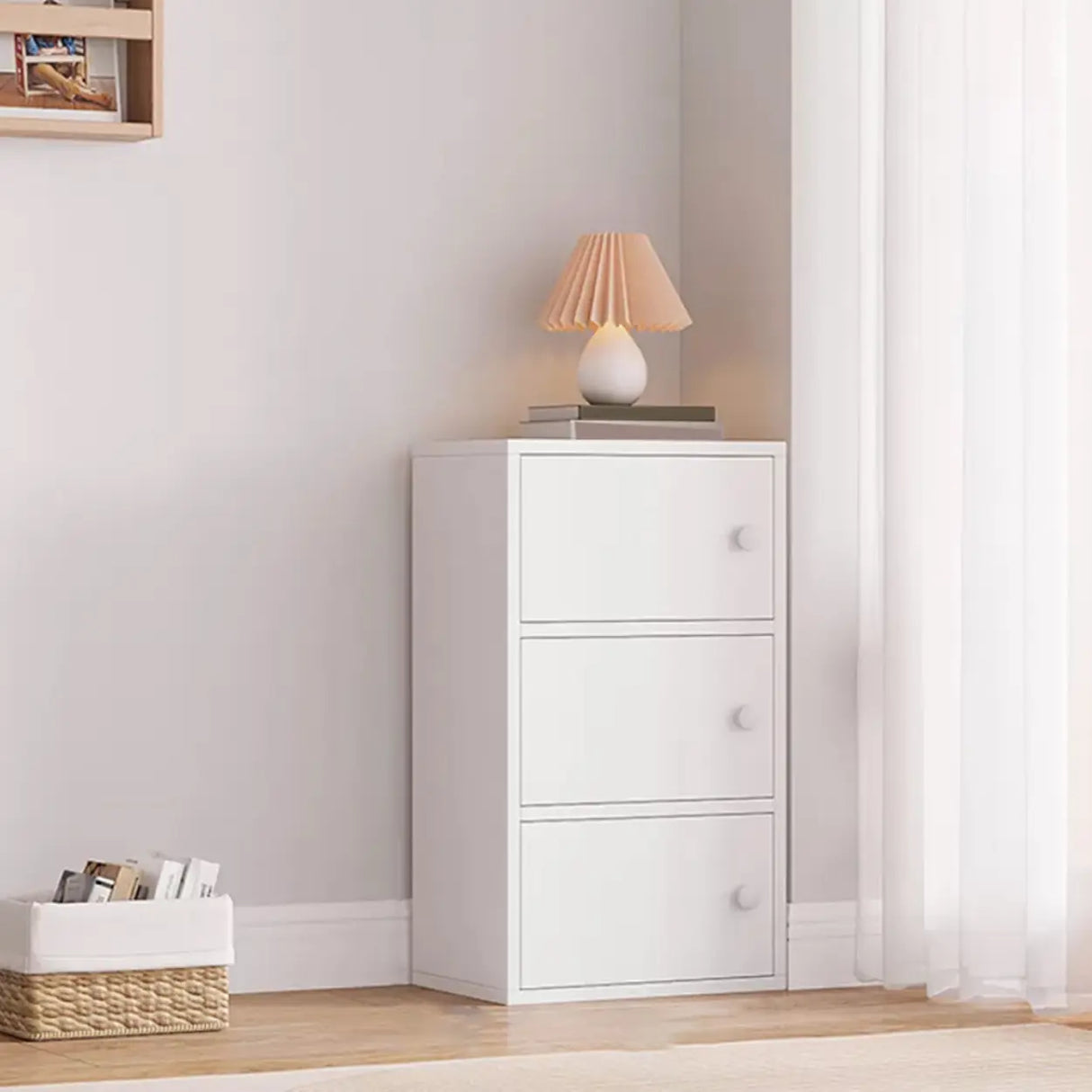 Vertical White Wood Drawers Combo Dresser for Bedroom Image - 2