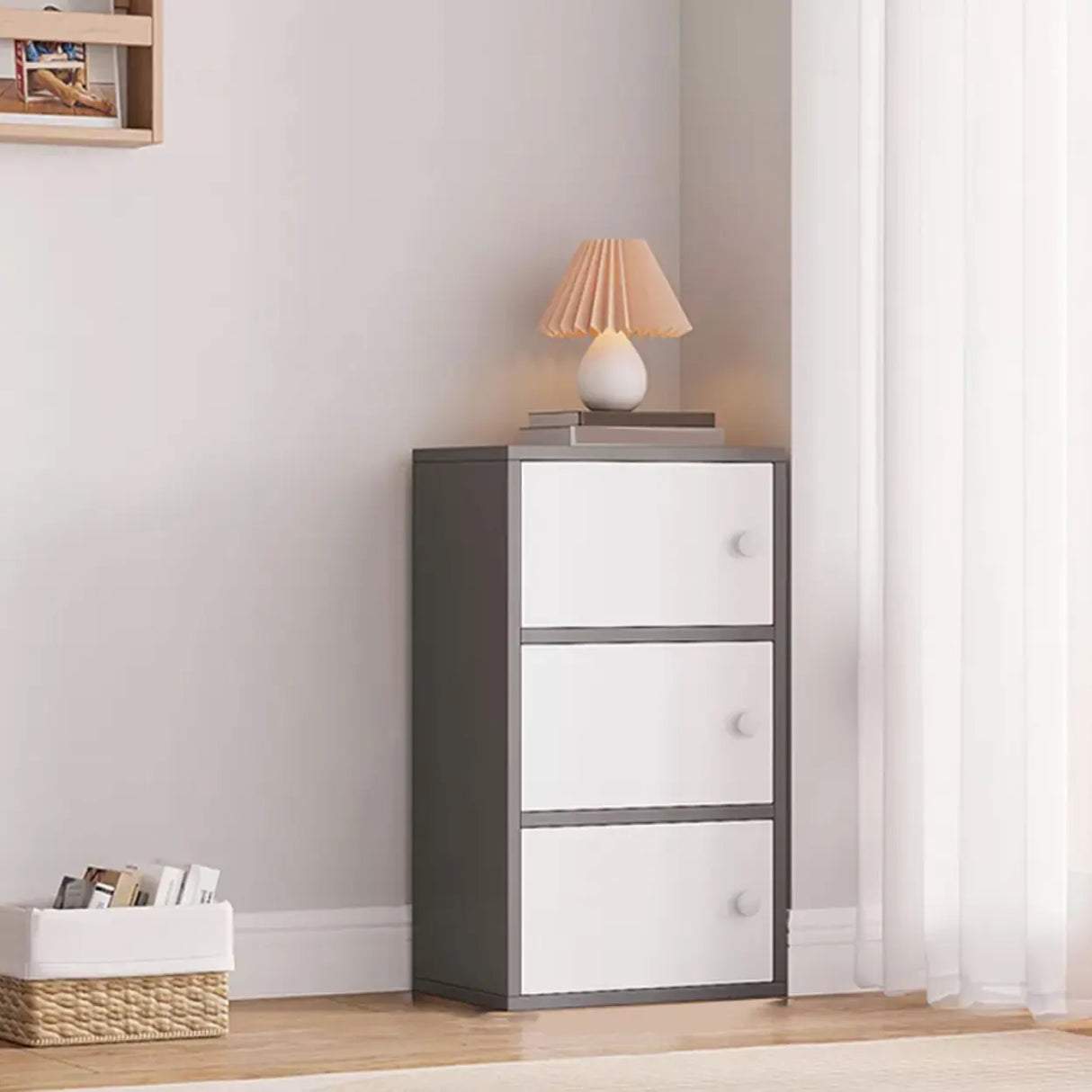 Vertical White Wood Drawers Combo Dresser for Bedroom Image - 3