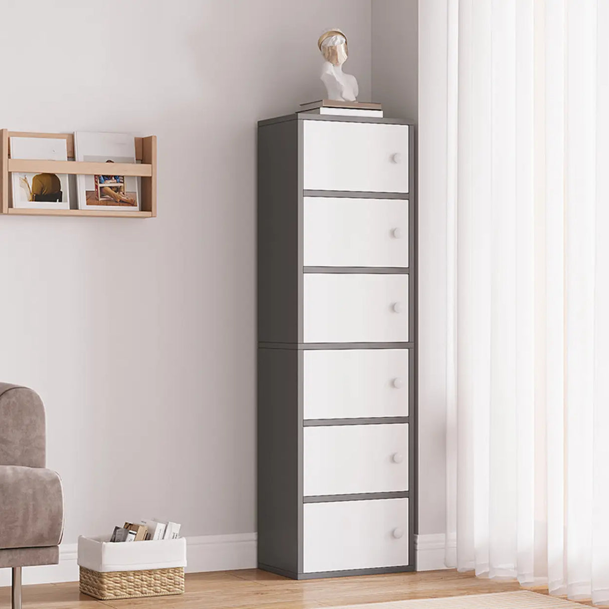 Vertical White Wood Drawers Combo Dresser for Bedroom Image - 4