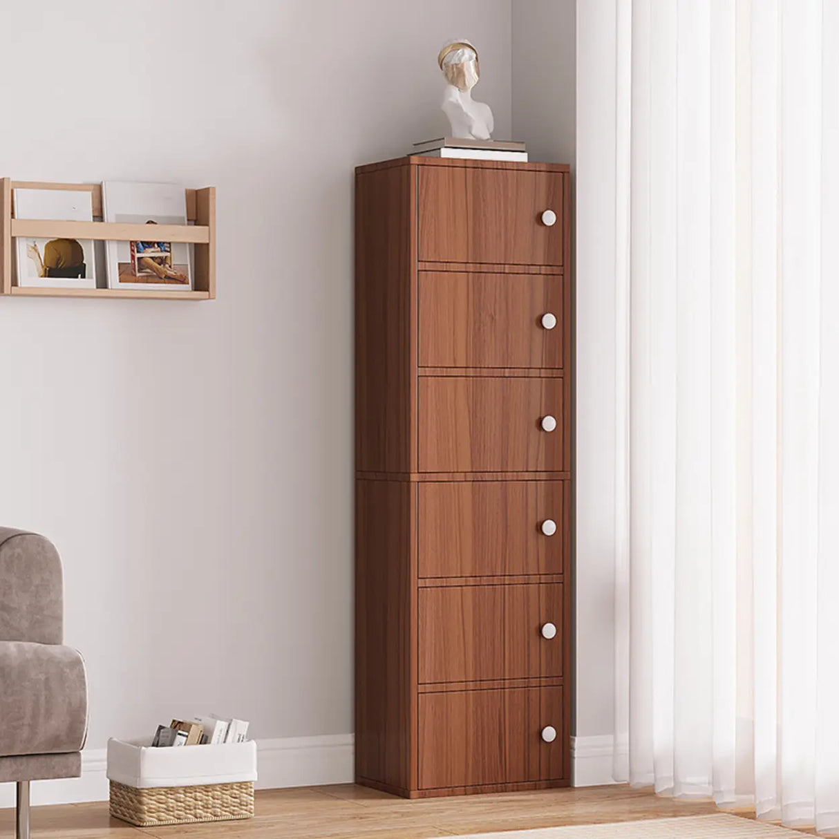 Vertical White Wood Drawers Combo Dresser for Bedroom Image - 8