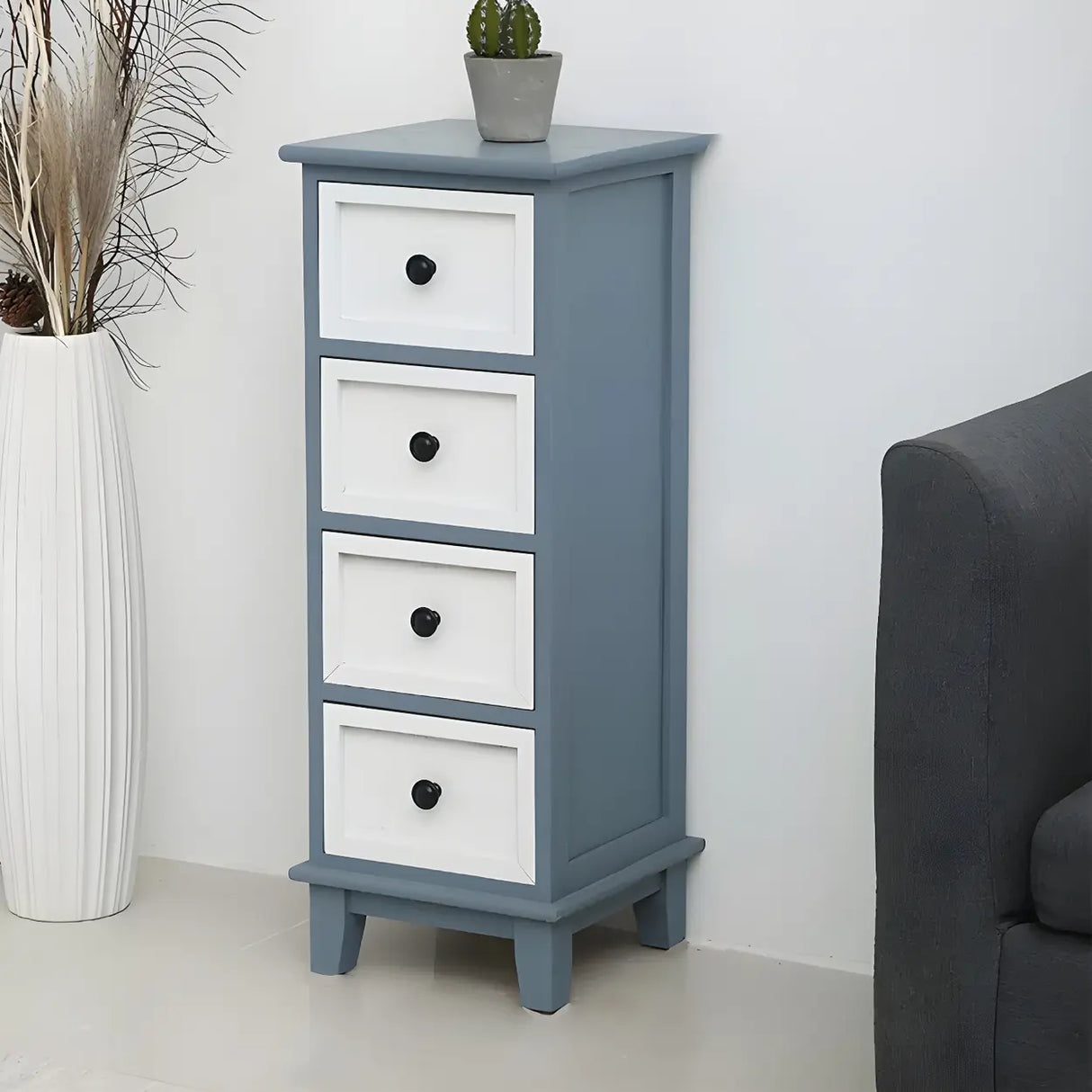 Vertical White Wood Metal Handle Dresser for Drawers Image - 19