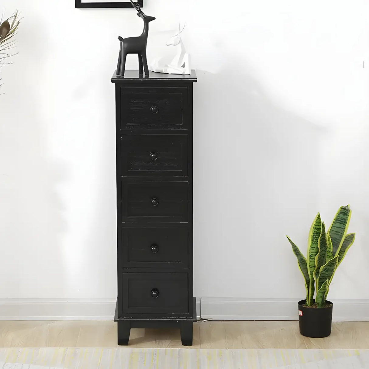 Vertical White Wood Metal Handle Dresser for Drawers Image - 20