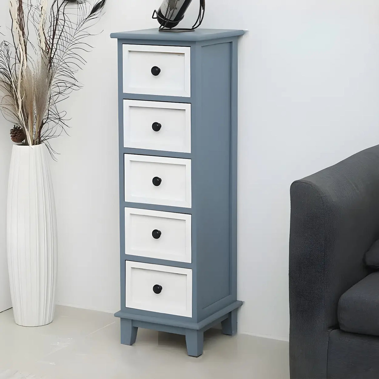 Vertical White Wood Metal Handle Dresser for Drawers Image - 28