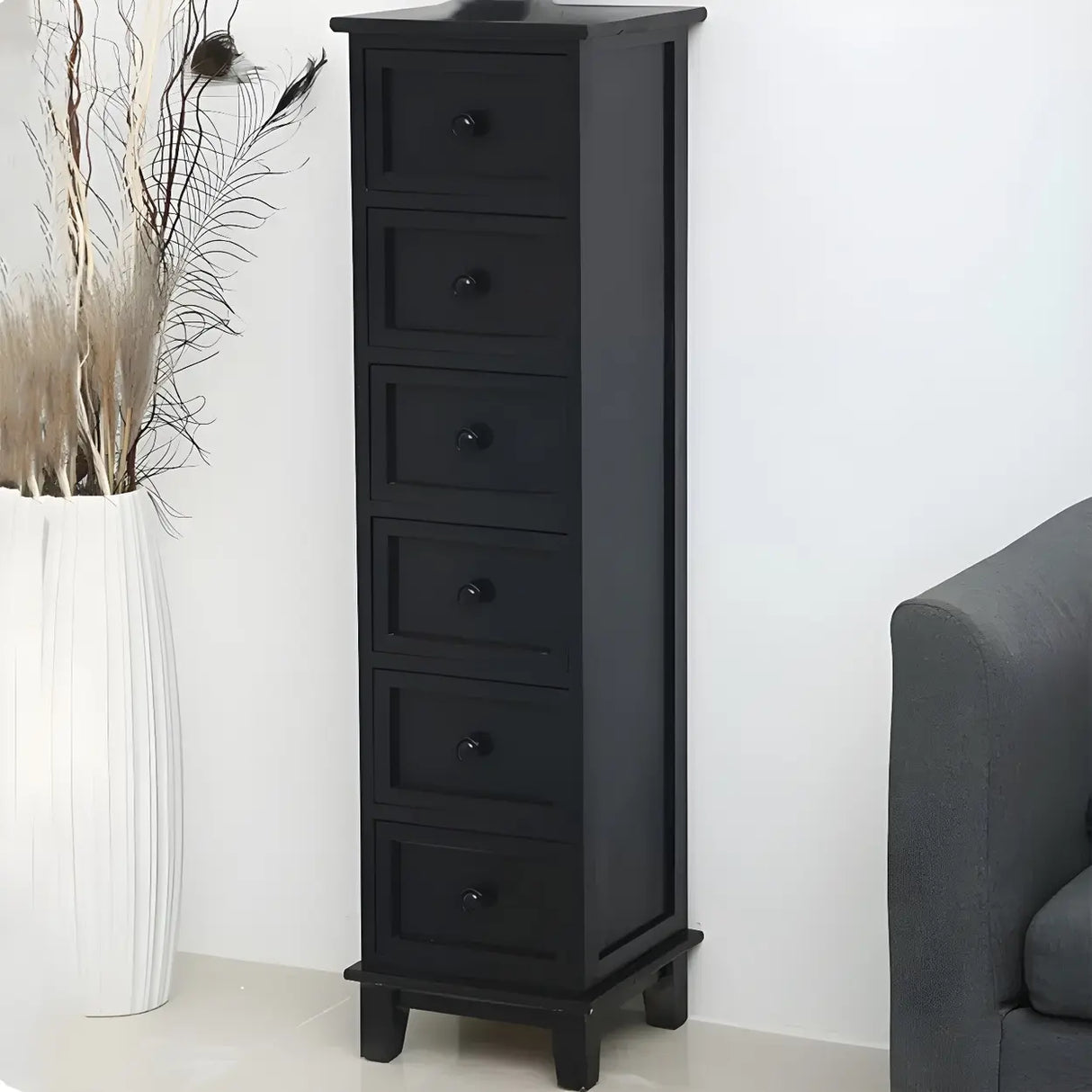 Vertical White Wood Metal Handle Dresser for Drawers Image - 30