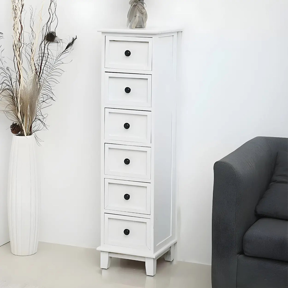 Vertical White Wood Metal Handle Dresser for Drawers Image - 32