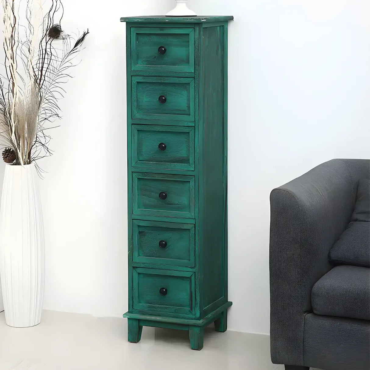 Vertical White Wood Metal Handle Dresser for Drawers Image - 34