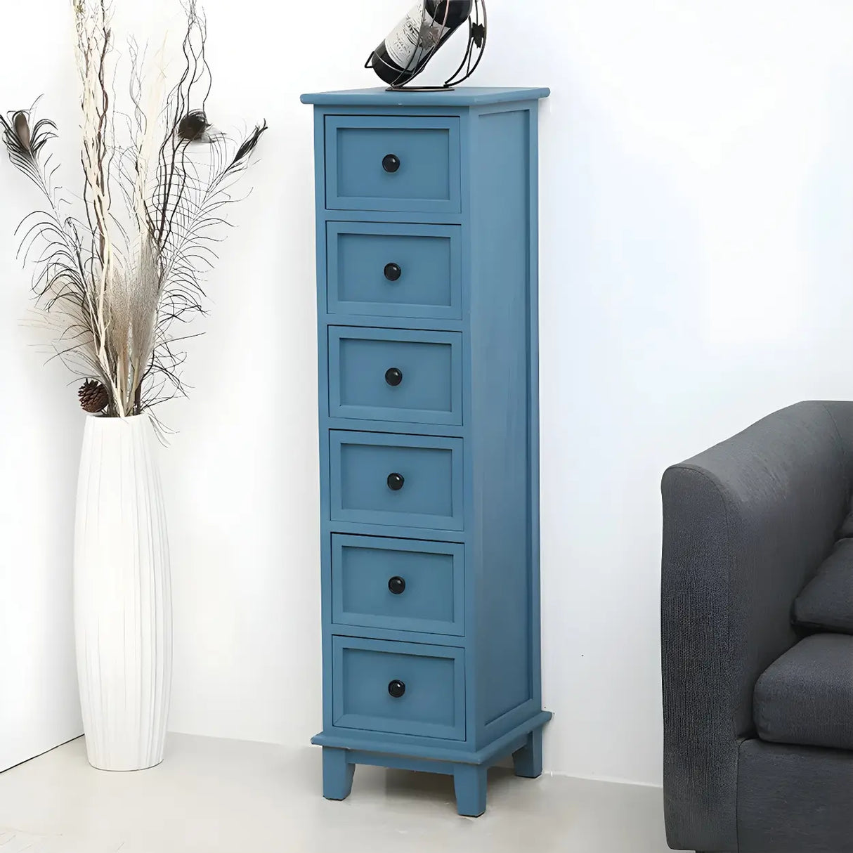 Vertical White Wood Metal Handle Dresser for Drawers Image - 35