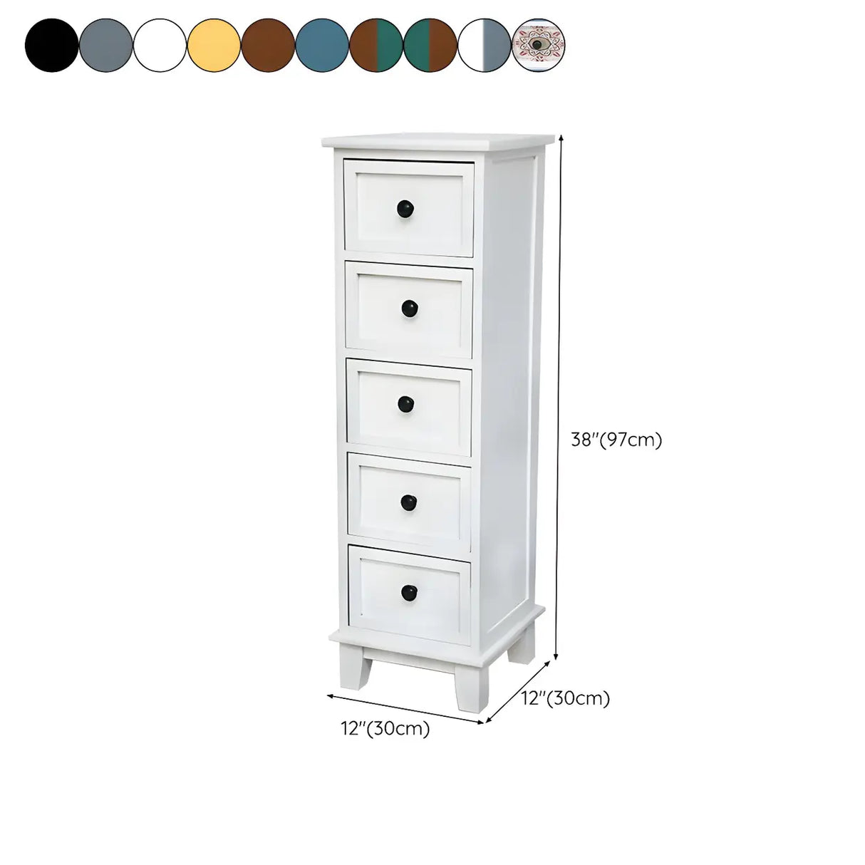 Vertical White Wood Metal Handle Dresser for Drawers Image - 37