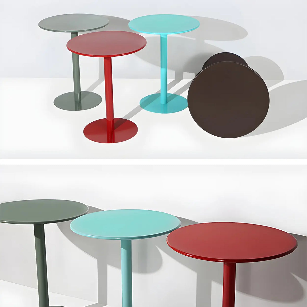 Vibrant Colors Steel Frame Simple Round Metal Chat Table Image - 15