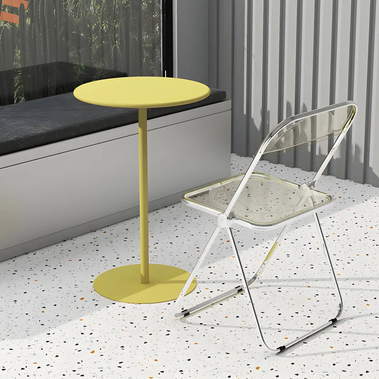 Vibrant Colors Steel Frame Simple Round Metal Chat Table Image - 19