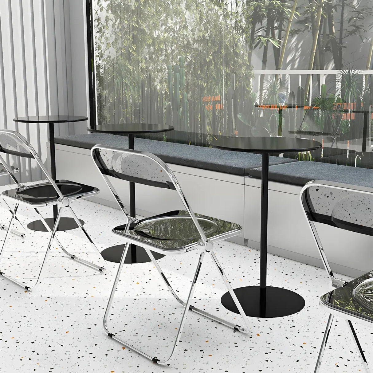 Vibrant Colors Steel Frame Simple Round Metal Chat Table Image - 7