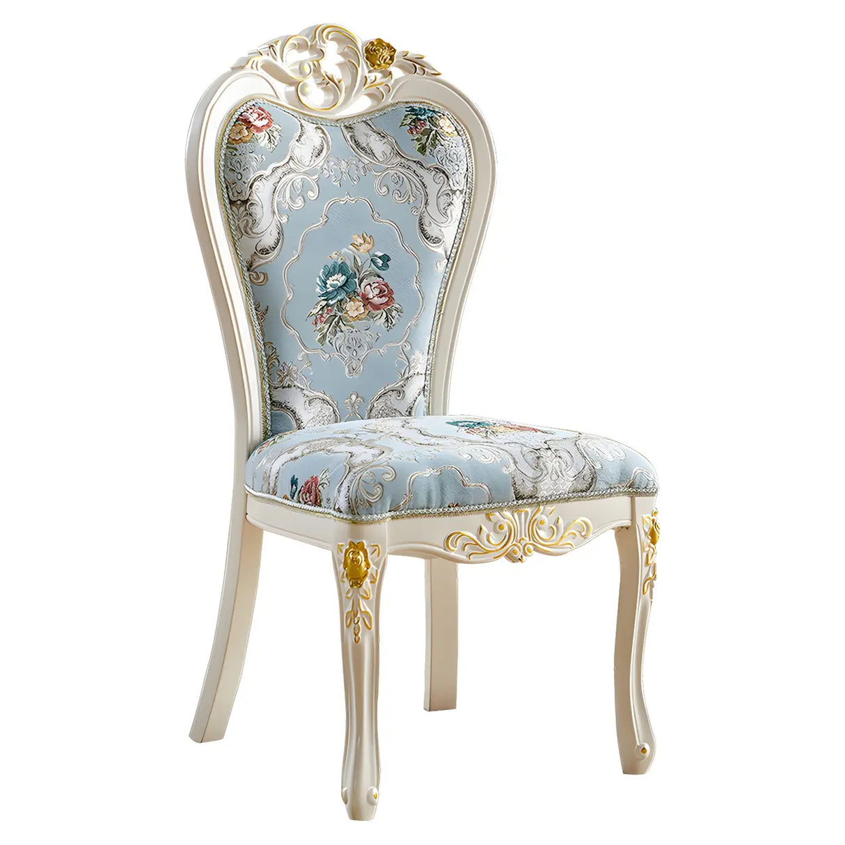 Victorian Apricot Birch Chenille Dining Side Chair Image - 10