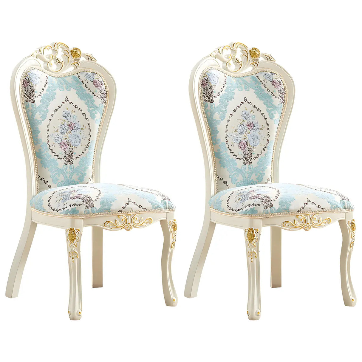 Victorian Apricot Birch Chenille Dining Side Chair Image - 14