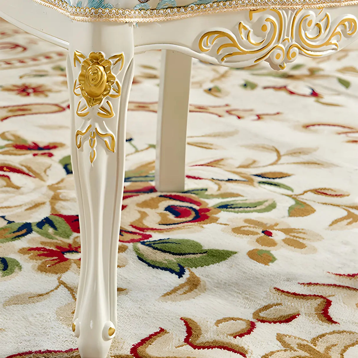 Victorian Apricot Birch Chenille Dining Side Chair Image - 17