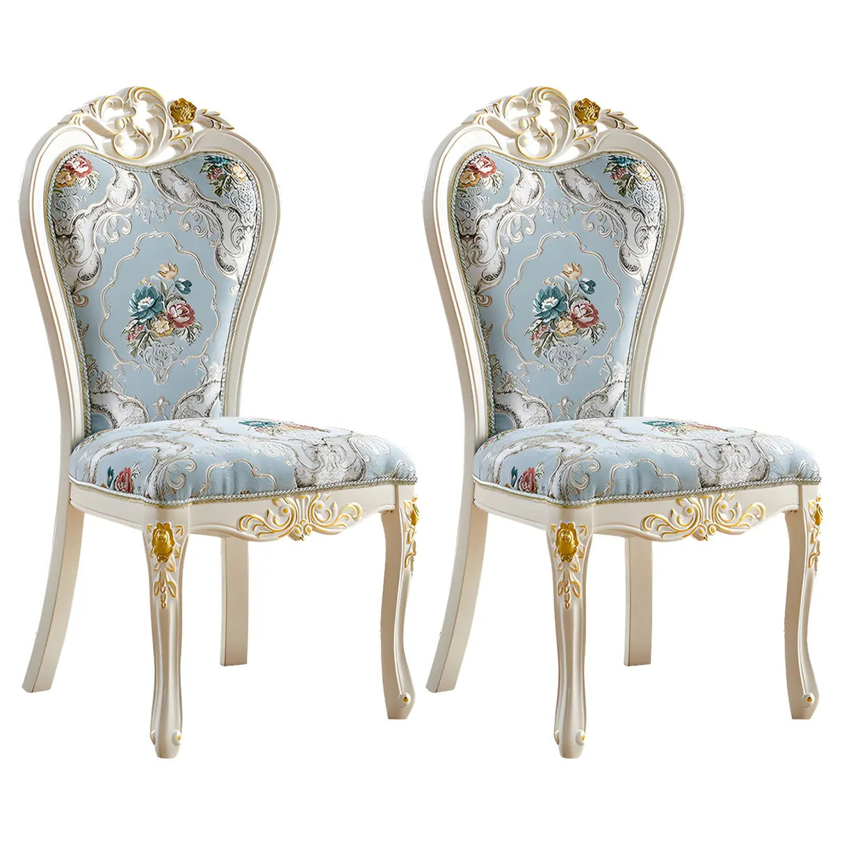 Victorian Apricot Birch Chenille Dining Side Chair Image - 2